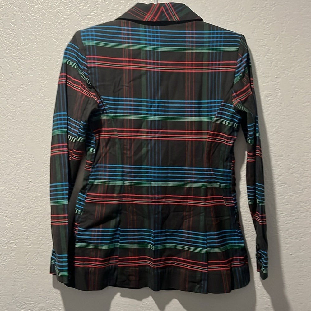 CAbi Holiday One Button Plaid Lapel Collar Blazer Jacket Style 3850 Sz XS - Picture 5 of 7